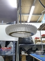 Đèn thả thủy tinh đơn TH363, vòng tròn vàng viền phale trắng trong, tích hợp led 3 màu sáng, KT(mm): D260